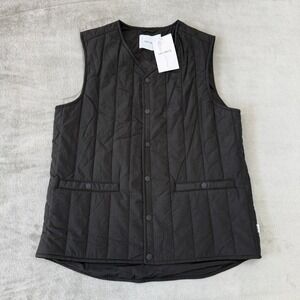 Les Deux Martin Vest Mens Medium Black Quilted Nylon Snap Padded $169 New NWT